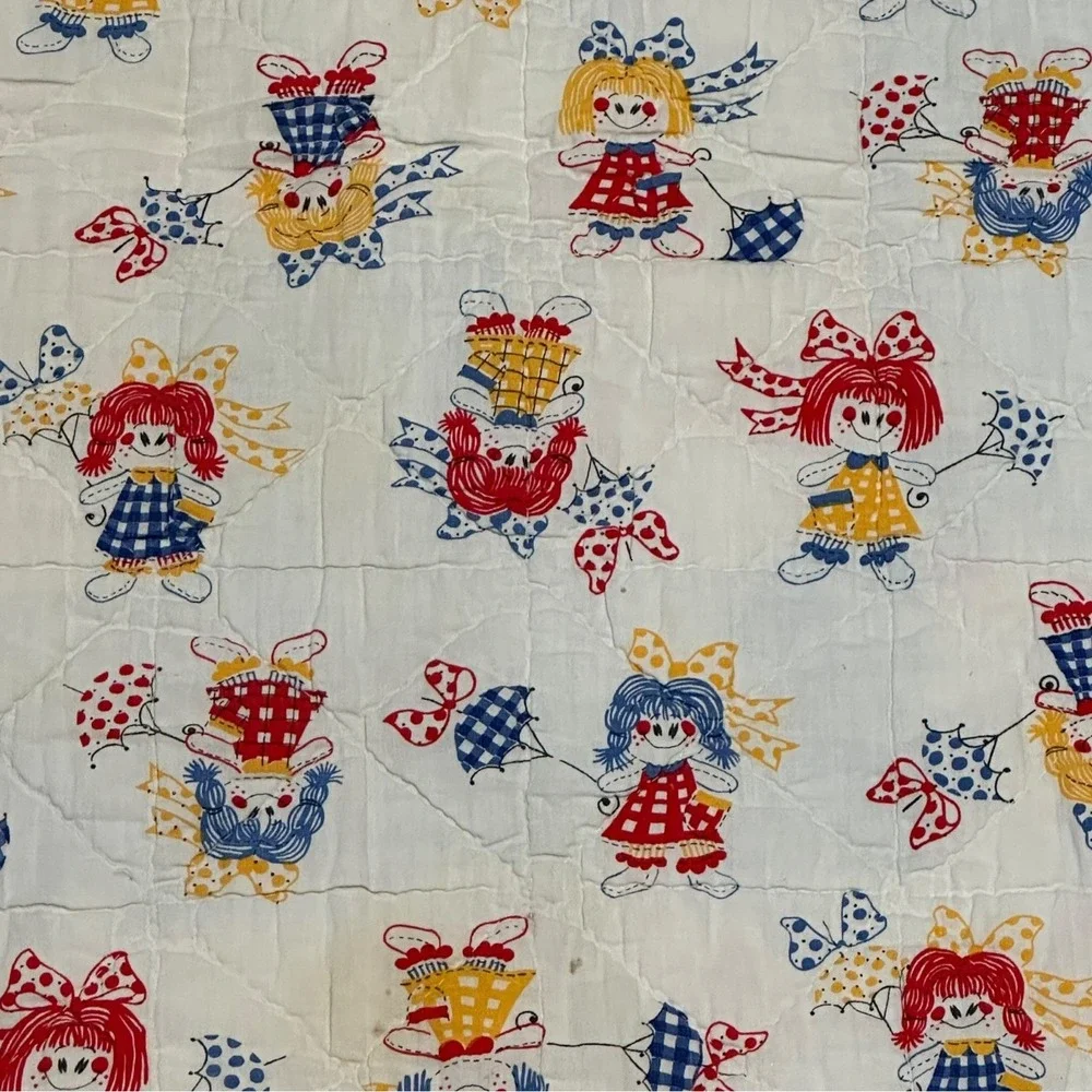Vtg Hand‎ Stitched Quilt Rocking Horse Pattern Baby Crib 38X35 Wall Hanging READ